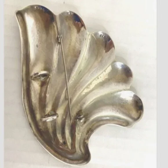 Vintage Mexico Sterling Silver Wave-Shaped Brooch Pin 925 Hallmarked Elegant - Picture 3 of 8